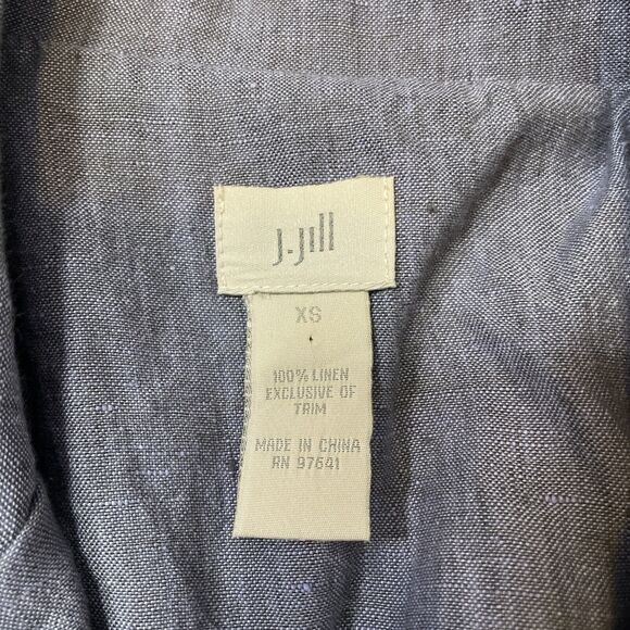 J Jill Linen Jacket XS Blue Gray Blazer Lagenlook. Slouchy Pockets.‎ Long Sleeve - Picture 6 of 9